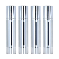 Bouteille pompe airless en plastique et aluminium brossé argenté de 100 ml avec impression sérigraphique pour sérum, huile, lotion et cosmétiques pour soins de la peau