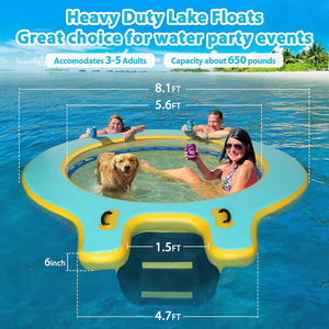 Hamaca Flotante Inflable para Lago, Plataforma Flotante <span class=keywords><strong>Redonda</strong></span> con Rampa para Perros, Anillo Flotante para Tomar el Sol, Hamaca Flotante para Piscina - Product Image 5