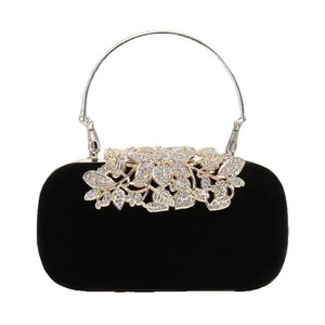 European and American Style Rhinestone Leaf Design Velvet Bag Evening Clutch Dress Bag Cheongsam Crossbody Bag for Women - Product Image 6