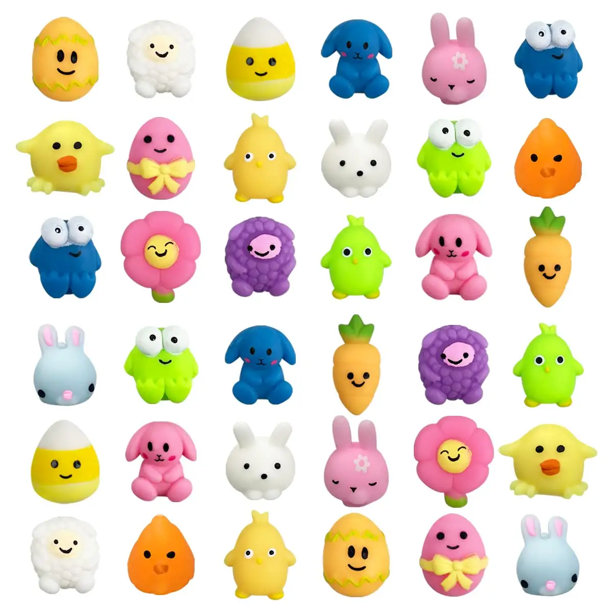Easter Mochi Squishy Toys Stress Relief Squishies for Kids Boys Girls Toddlers Easter Basket Stuffers Egg Fillers Gifts Party