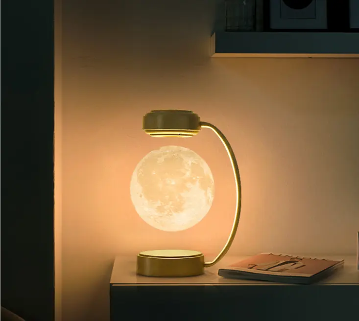 Biumart stampa 3D galleggiante maglev rotante luna display luce notturna camera da letto soggiorno lampada da scrivania decorativa