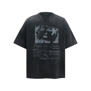 Camiseta Personalizada Estilo Americano Retro Vintage, Lavada y Estampada, Venta al Por Mayor, 260 Gramos, Manga Corta, 100% Algodón, Corte Holgado - Product Image 5