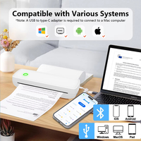 Imprimante thermique portable A4 pour documents, compatible avec les formats Lettre (8,26 x 11,69 po), prête pour les appareils iOS et Android, accessoire pour téléphone et ordinateur portable