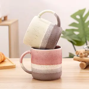 Großhandel Ins Retro Keramik Kaffeetasse Unregelmäßige benutzer definierte Logo Kaffeetassen Umwelt freundliche Kaffeetassen mit großer Kapazität