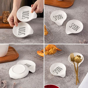 DF1227 Reposacucharas de Cerámica Blanca, Soporte para Cucharas de Cocina Minimalista, Patrón Personalizable, Estilo Japonés - Product Image 5