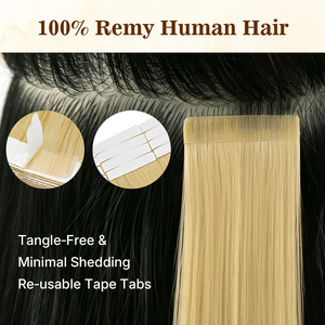 Extensions de cheveux à bandes adhésives Remy naturels, alignées sur les cuticules, réutilisables, double face, haute densité, personnalisables avec logo, pour salons de coiffure (marque privée) - Product Image 4
