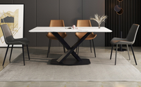 Table à manger de cuisine en marbre artificiel, table rectangulaire, de luxe unique, 6 places