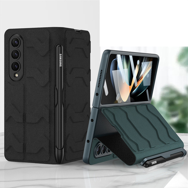 PC Shockproof Phone Case Clamshell Leather Cover With Pen Slot Shell Film Folding Mobile Phone Shell for Samsung Z Fold 4
