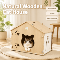 Maison pour chat en bois naturel, abri intérieur pour animaux de compagnie, jolie maison en bois pour chat pour le repos quotidien du chat