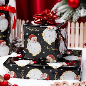 Burymento Christmas Wrapping Paper 17 In X 32.8 Ft Black Santa Design Reversible Gift <b>Wrap</b> For Holiday Crafting - Product Image 6