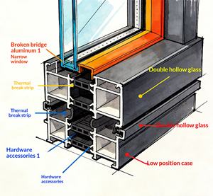 Ventana Abatible Moderna <span class=keywords><strong>de</strong></span> Aluminio y Acero Inoxidable con Doble Vidrio para Interiores, Biombo para Apartamentos - Product Image 5