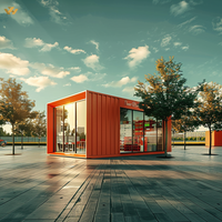 Maison modulaire de luxe préfabriquée à deux étages en conteneur 20 pieds 40 pieds personnalisable murs de verre de couleur personnalisée pour bureaux hôtels