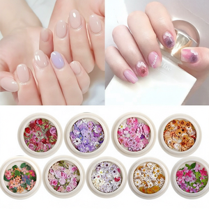 Décorations d'ongles 3D en pâte de bois colorée, mini-fleurs, breloques pour ongles, imitation fleurs séchées, pour manucure DIY, vente en gros - Product Image 1