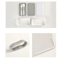 Boîte à bento en plastique RPET Offres Spéciales de qualité alimentaire à double couche de forme oblongue avec bandage Boîte à bento écologique pour employé de bureau
