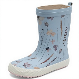 Kids Floral Rubber Rain <b>Boots</b> Waterproof Anti Slip Mid Calf Wellie Cartoon Outdoor Shoes Custom OEM - Product Image 4