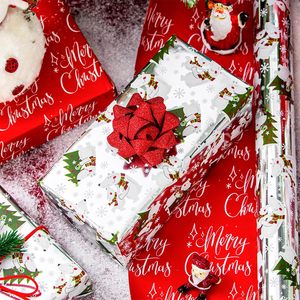 Christmas Wrapping Paper Holiday Wrapping Paper Silver and red double-sided <b>cute</b> <b>bear</b> pattern wrapping paper - Product Image 1