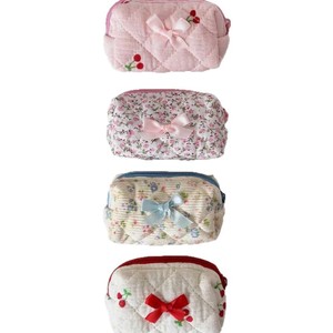 New cross-border <b>mini</b> <b>lipstick</b> pouch, earphone and data cable storage bag, <b>lipstick</b> and perfume floral cotton small makeup bag - Product Image 5