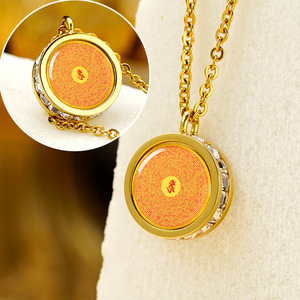 จี้เพชรสลักลายสวดมนต์เหลิงหยาน สแตนเลสแฟชั่น สีเหลืองเสริมทรัพย์ สีเขียวเสริมความรุ่งเรือง  ปรับแต่งลวดลายได้ - Product Image 1