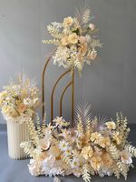 Décoration de fête moderne en fleurs artificielles en soie sur panneau KT pour scène, podium et zone d'accueil, Floristerie fabriquée en Chine