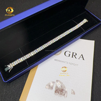 Bracelet Chaîne Tennis en Argent 925 avec Moissanite, Double Rangée 3MM, Certifié Testeur de Diamant, Style Hip Hop Iced Out, Bijou Tendance