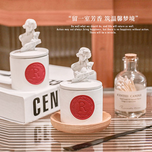 Sculpted <b>Cup</b> Scented Candle Round Soy Wax With Lid Modern Decor For Bedroom Gift - Product Image 2