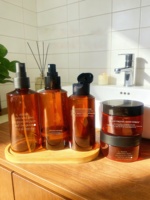 Set Kemasan Kosmetik Kosong Amber 50ml/100ml/150ml/200ml/280ml Botol Plastik Daur Ulang dengan Pompa Semprot dan Sablon untuk Sampo