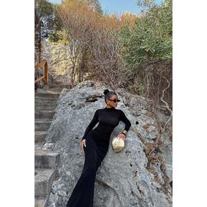 ชุดเดรสวินเทจสีดำ ลายดอกไม้คุณภาพสูง ทรงเอ็มไพร์ ตัดเย็บตามสั่ง ความยาวระดับเข่า ฟรีไซส์ สำหรับใส่ในช่วงกลางวัน ฤดูใบไม้ผลิ ฤดูใบไม้ร่วง - Product Image 3