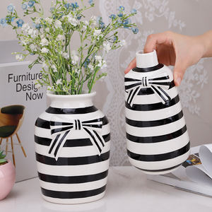 रेडीको काले सफेद धारीदार धनुष सिरेमिक vase सेट आधुनिक सजावटी vase कस्टम सिरेमिक फूल vase घर सजावट टेबल सेंटरपीस - Product Image 5