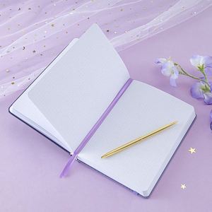 Purple Debossed Castle and Stars Fantasy Journal Silver Foil Stamping PU Leather A5 <b>Notebook</b> with Rounded Corners for Gift - Product Image 5