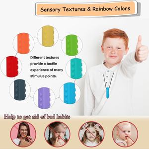 Autism Custom Wholesale Manufacturer Newest Rainbow Sensory Soft Toy Shixin Sensory CE Certified Silicone Teether <strong>Chew</strong> <strong>Necklace</strong> - Product Image 3