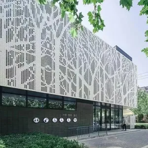 Gedung pencakar langit membangun logam cnc aluminium bingkai pelembap panel penutup lembaran tirai komersil Dinding