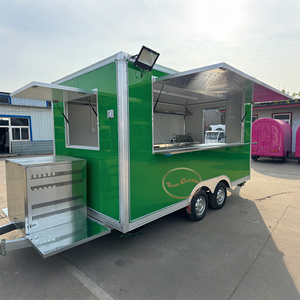 Food Truck Multifunzionale in Fibra di Vetro Verde per Snack <span class=keywords><strong>e</strong></span> Patatine, Servizio Ristorazione Mobile - Product Image 1