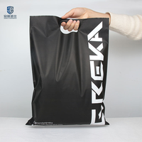 Sacs de courses personnalisés en polyester noir avec impression de lettres, taille moyenne, logo doré, emballage de vêtements, écologiques, découpés à la forme, avec poignées
