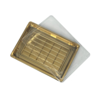Lebensmittelechte PET-Gold-Kunststoff-Verpackungsbox für Gebäck und Süßigkeiten, Baklava-Serviertablett, Ramadan-Zubehör, Großhandel Catering-Box mit Deckel