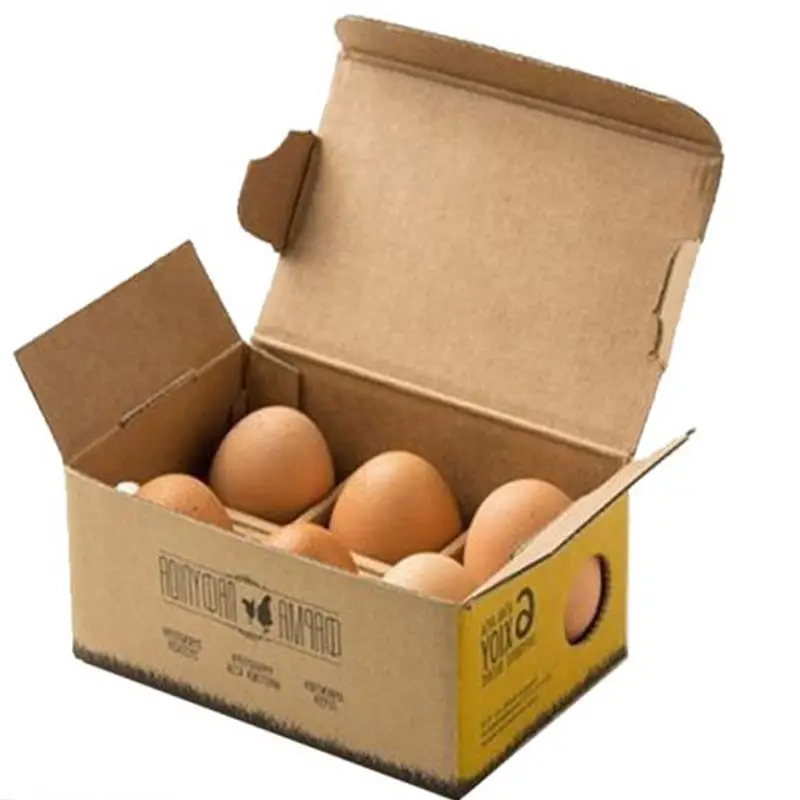 Moda personalizado papel kraft embalagem do ovo de papelão ondulado caixas de transporte durável