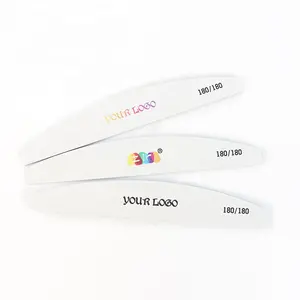 Ziri Manicure & Pedicure Set Strong Emery Nail Buffer Callus Remover White Halfmoon Nail Files 100/180 with Logo
