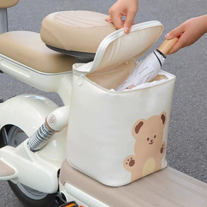 Lang Ya Electric Bike Seat Storage Bag Off White Waterproof Teddy Bear Design Front Hanging Not Block Legs - Product Image 4