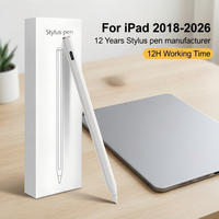 Stylet capacitif actif pour iPad (2018+) avec corps en aluminium, rejet de paume magnétique, écriture inclinable, personnalisation logo/couleur, emballage OEM