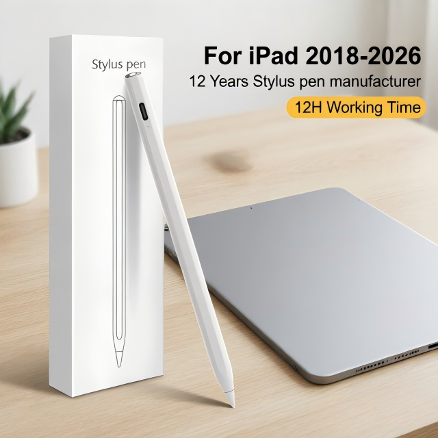 Active Capacitive Stylus Pen for iPad (2018+) Aluminum Body Magnetic Palm Rejection Tilt Writing Custom Logo/Color Packaging OEM