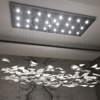Lampe suspendue en verre moderne ANNO en forme de feuille de lotus, lustre personnalisé pour la décoration de villa