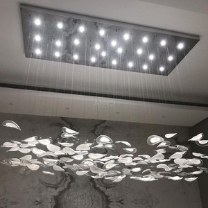 ANNO Modern Glass Lotus <strong>Leaf</strong> Pendant Lamp Custom Chandelier <strong>Light</strong> for Villa Decor - Product Image 2