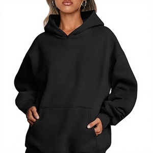 <b>Black</b> Oversized Women Hoodie Pullover <b>Sweatshirt</b> with Pocket for Casual Wear - Product Image 1