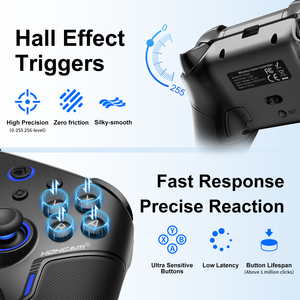 Controlador de juego inalámbrico Honcam Hall Trigger Hall Joystick Switch2 con sensor de 6 ejes y doble vibración para PC, Switch, Android e iOS. - Product Image 6