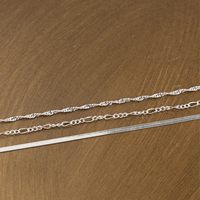 Ensemble de chaînes à maillons en corde torsadée à trois couches en argent avec chaîne serpent 2.5 et collier Figaro 35 + 38 + 42cm à la mode N0441