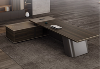 Bureau de Direction Luxueux 2024 avec Lumière LED, Table de Bureau Haut de Gamme pour Cadre et Manager, Forme en L