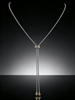Collier tendance pour femme avec pendentif goutte d'eau en acier inoxydable réglable et coulissant, et chaîne en Y sertie de diamants