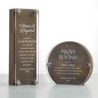 Trophée Tour en Bois et Acrylique Personnalisé avec Texture, Plaque de Récompense en Lucite pour Grands Réalisations
