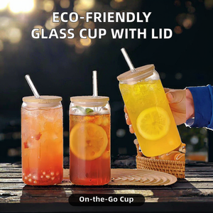 Verres en verre modernes, minimalistes et écologiques, avec poignée universelle, tasse portable moulée par injection, couverture colorée Love Journey Name - Product Image 2