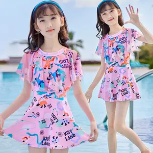 בגדי ים לילדים בנות קיץ 2024 בגדי ים חדשים ילדים גדולים ילדה מערבית שמלת נסיכה מקשה אחת בגד ים לילדים