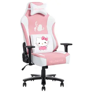 Indonesië Populaire Aangepaste Kleur Kind Gaming Stoel Roze Computer Stoel Kitty Hellos Comfortabele Kussen Stalen Basis Gamer Stoel Roze